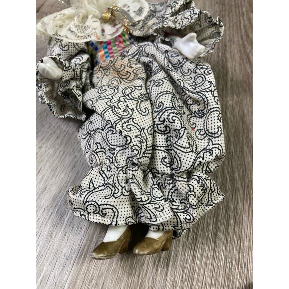 Vintage Harlequin Porcelain Clown Doll 10” Hand Painted Figurine Lace Ruffle - Picture 7 of 10